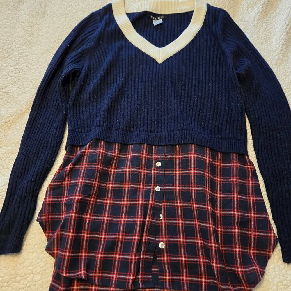 Venus Navy And Red Twofer Color Block Sweater - S… - image 3